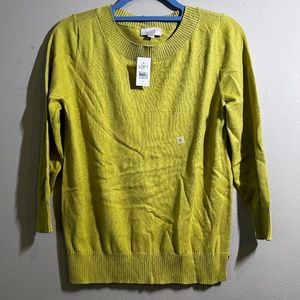 Loft Outlet Apple Green long sleeve sweater crew neck  women's size M NWT